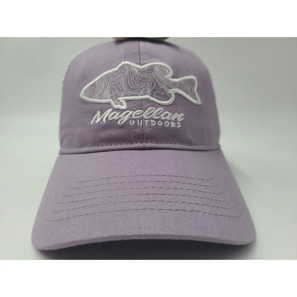 Women Magellan Outdoors Fish Mesh Trucker Snapback Hat‎ Cap Casual Purple White